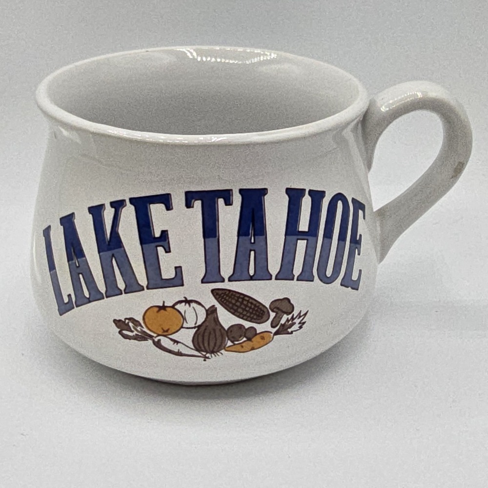 Vtg Lake Tahoe Mug State Souvenir Farm Vegetables Fruit 3" Tall Ceramic Cottage
